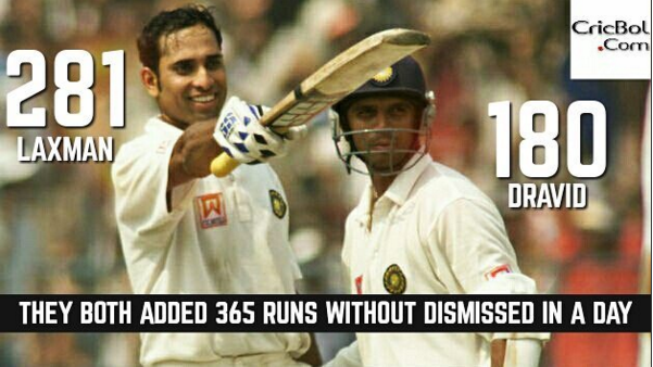 On this day - Rahul Dravid and VVS Lakshman hit 281 and 180 on a single day in a test match
